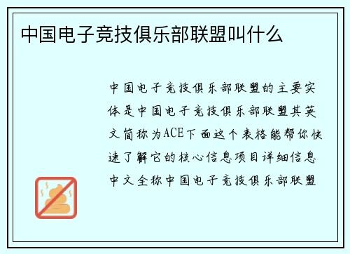 中国电子竞技俱乐部联盟叫什么